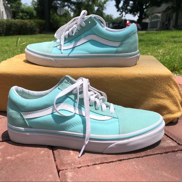 vans old skool aqua haze & true white shoes